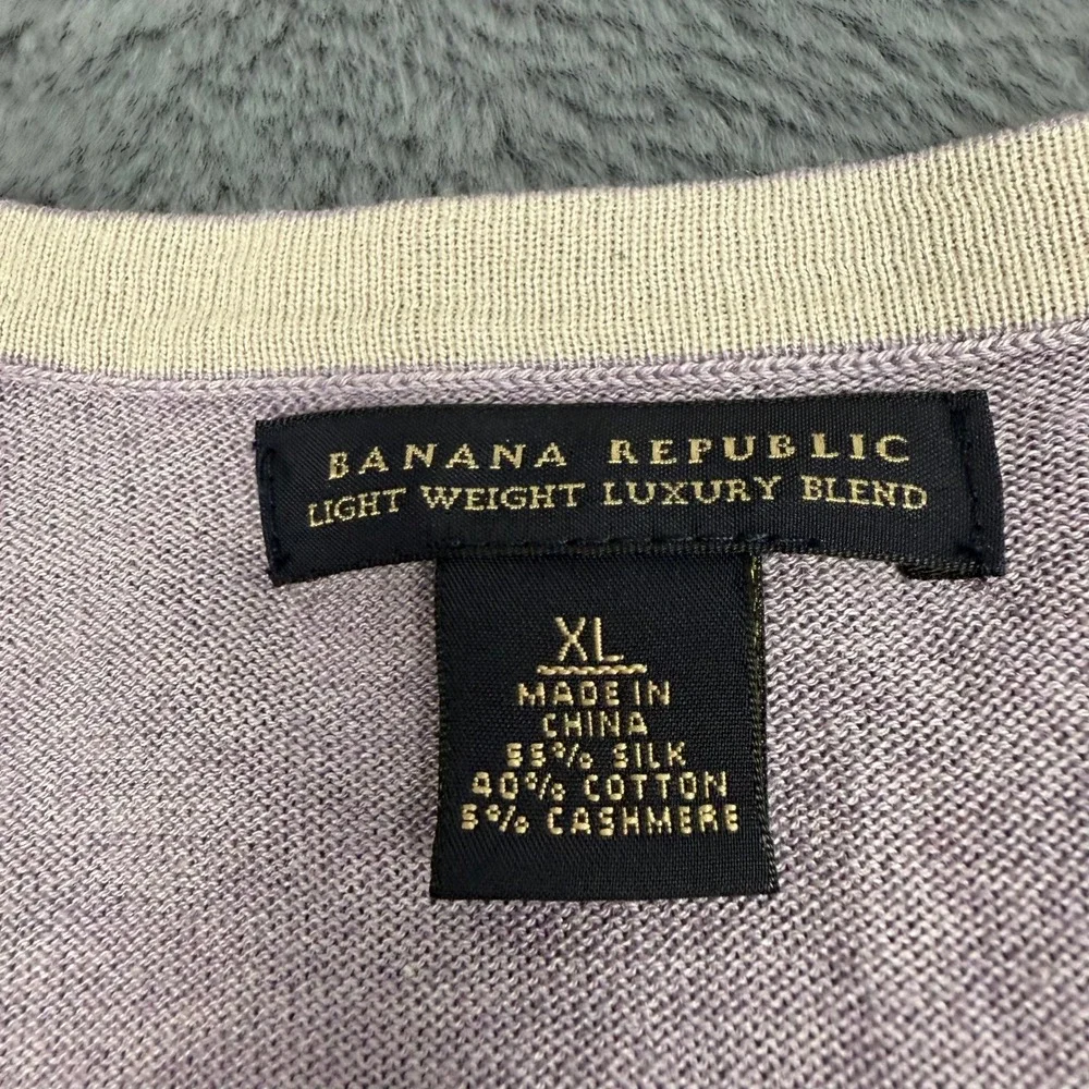 Banana Republic Mens XL V-Neck Sweater Silk Cotton Cashmere Blend Lavender 13326